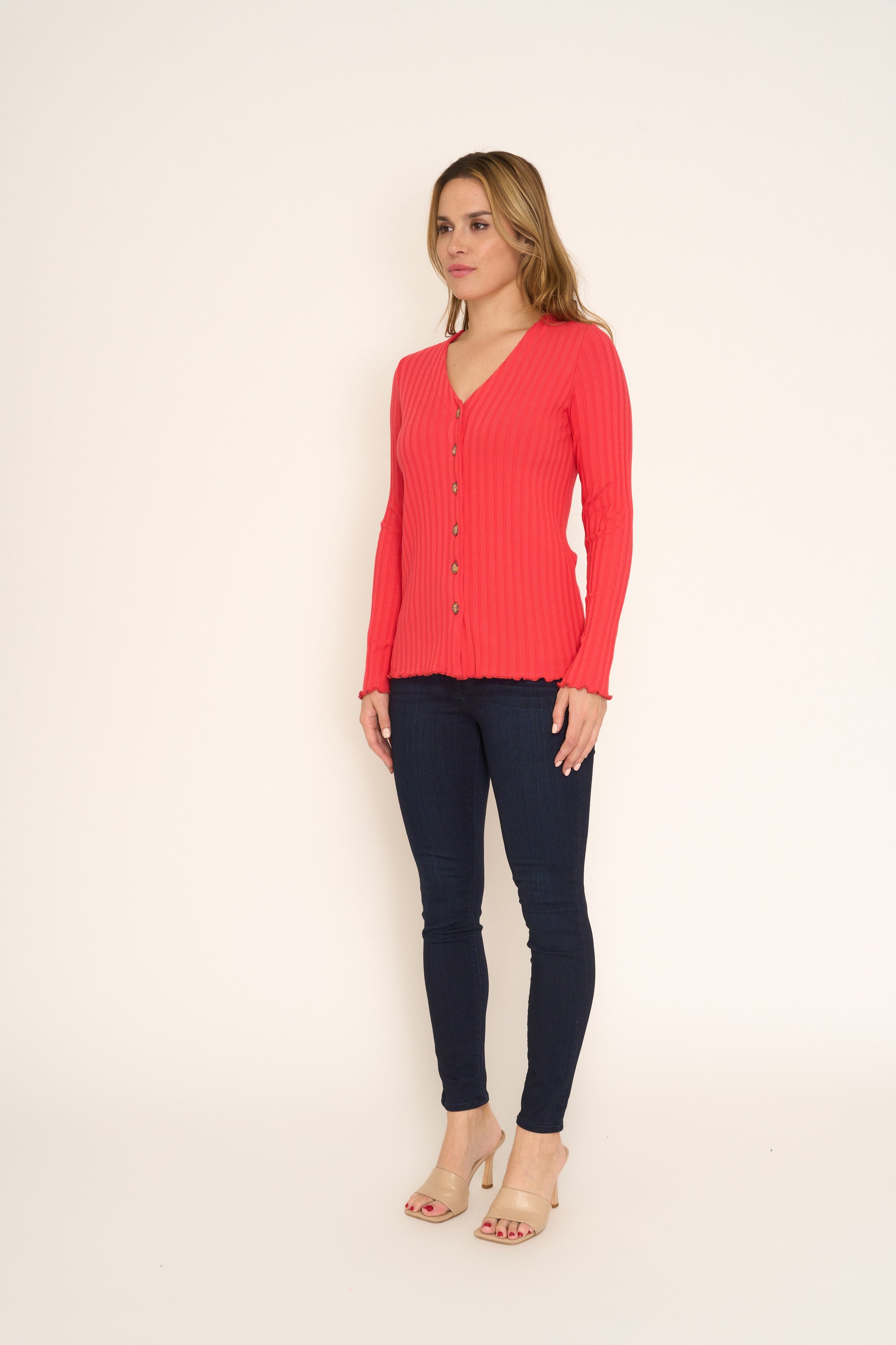 Fitted Long Ribbed Cardigan