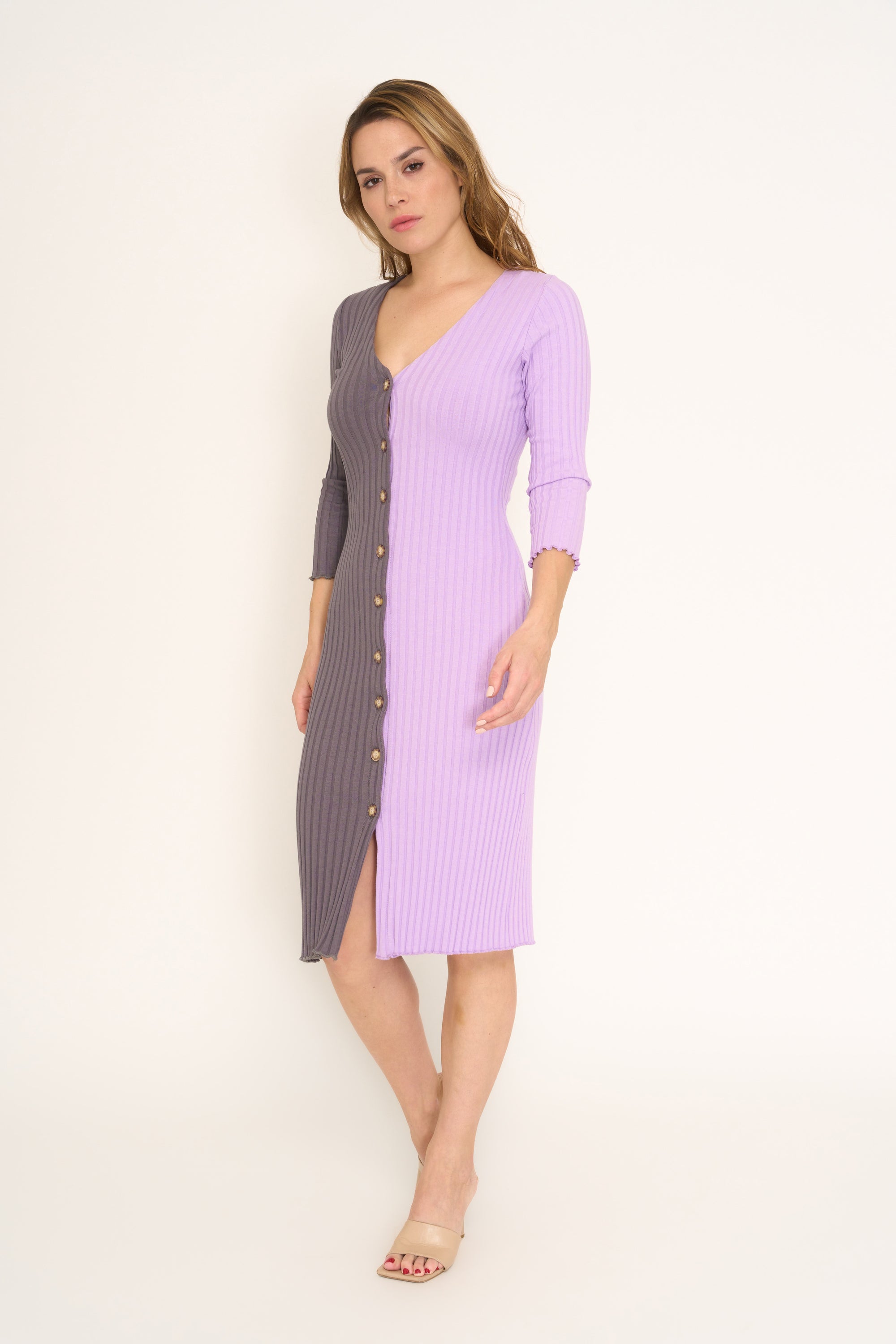 Two Tone Ribbed Dress